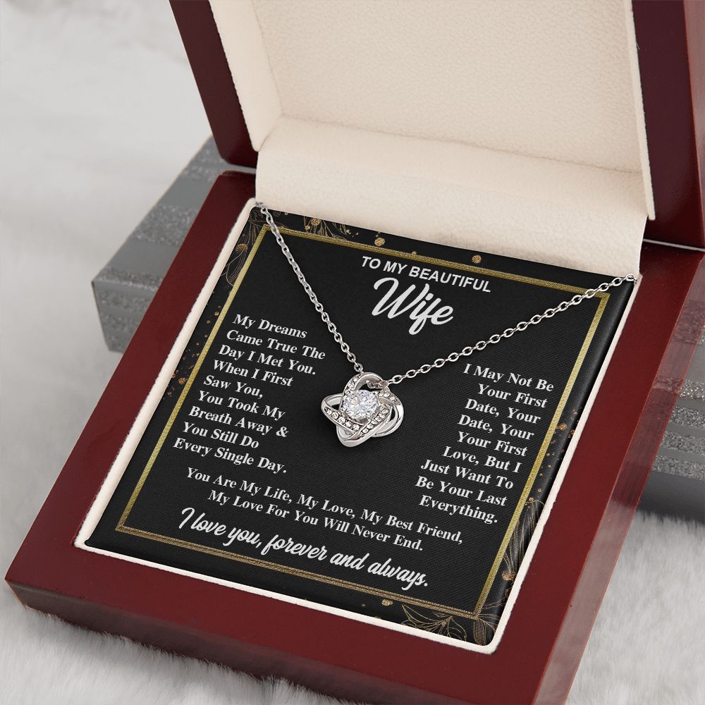To My Wife Necklace Gift for Her, Soulmate Necklace, Necklaces for Wife from Husband, Birthday To My Wife Necklace, Soulmate Gifts, Necklace Message Card and Gift Box Styles on Birthday, Wedding, Anniversary, Valentine Love knot Thang