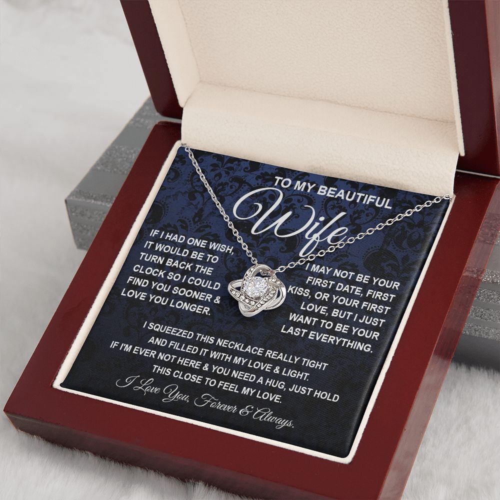 To My Beautiful Wife Necklace, Soulmate Jewelry For Women, Wife Necklace From Husband, Soulmate Gift For Her, To My Future Soulmate Necklace Message Card and Necklace Gift Box Gift Box Styles on Birthday, Wedding, Anniversary, Valentine Love knot Thang