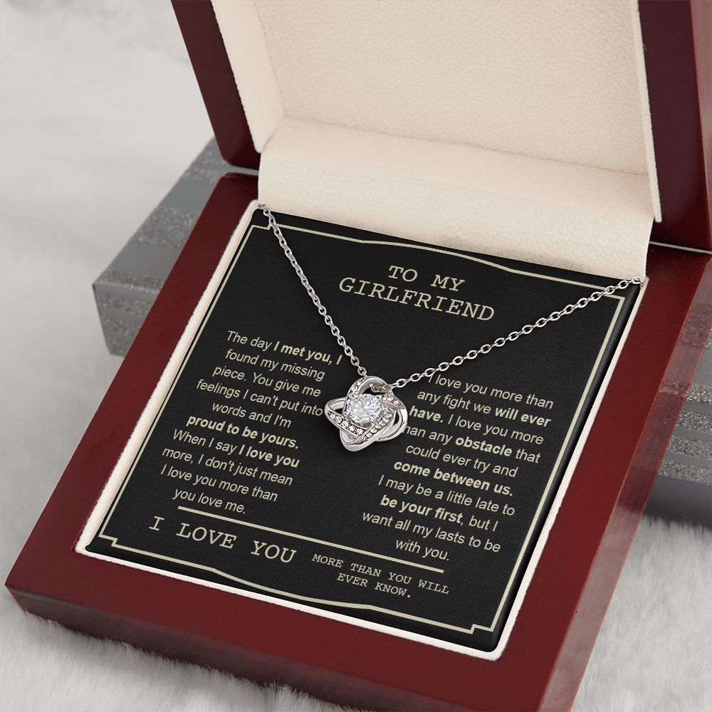 Couples Gifts, To My Boyfriend Necklace Gifts From Husband, Wedding Anniversary Jewelry For Wife From Husband, Necklace Customer Name Message Card and Gift Box styles On Birthday, Christmas, Anniversary Love knot Thang