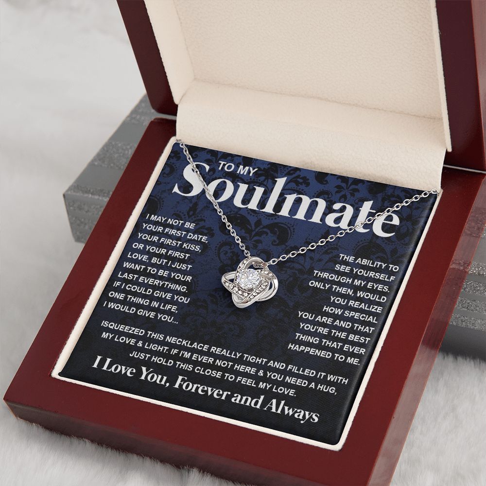 Couples Gifts Necklace To My Soulmate Necklace Anniversary Christmas Jewelry Romantic Gifts For My Wife Pendant Jewelry with Message Card and Box Necklaces for Women Valentines Day Happy Anniversary Wedding Present Love knot Thang