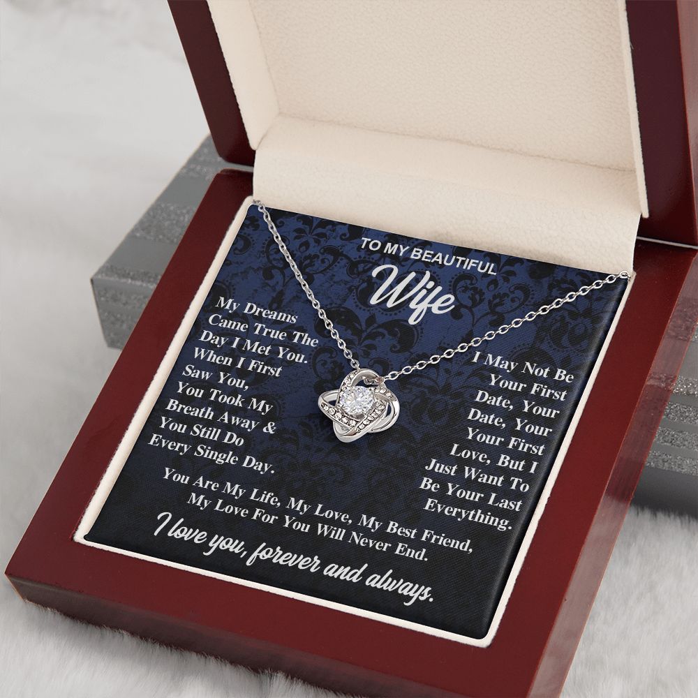 To My Wife Necklace Gift for Her, Soulmate Jewelry, Necklaces for Wife from Husband, Wedding To My Wife Necklace, Soulmate Gifts, Necklace Message Card and Gift Box Styles on Birthday, Wedding, Anniversary, Valentine Love knot Thang