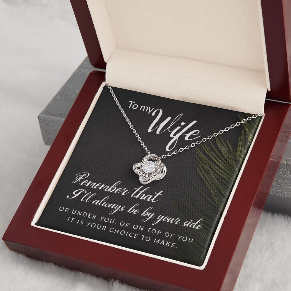 To My Wife Necklace Romantic Gifts For Her Unique Necklaces For Wife From Husband Cute Valentines Day Anniversary For Wife, Love Knot Meaningful Necklace Message Card and Gift Box Styles on Birthday, Christmas, Anniversary Love knot Thang