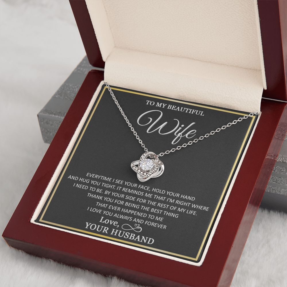 To My Wife Necklace, Necklace For Wife From Husband, To My Soulmate Necklace, Girlfriend Necklace, Soulmate For Wife, Beautiful Soulmate, Necklace Custom Name Message Card and Gift Box Styles on Birthday, Christmas, Wedding, Anniversary Love knot Thang