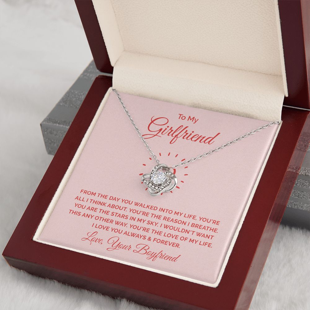 Love Knot Necklace, To My Girlfriend Gifts From Boyfriend, Girlfriend Jewelry, Girlfriend Anniversary For Girlfriend Gift, Necklace Message Card and Gift Box Styles on Birthday, Christmas, Anniversary  Love knot Thang