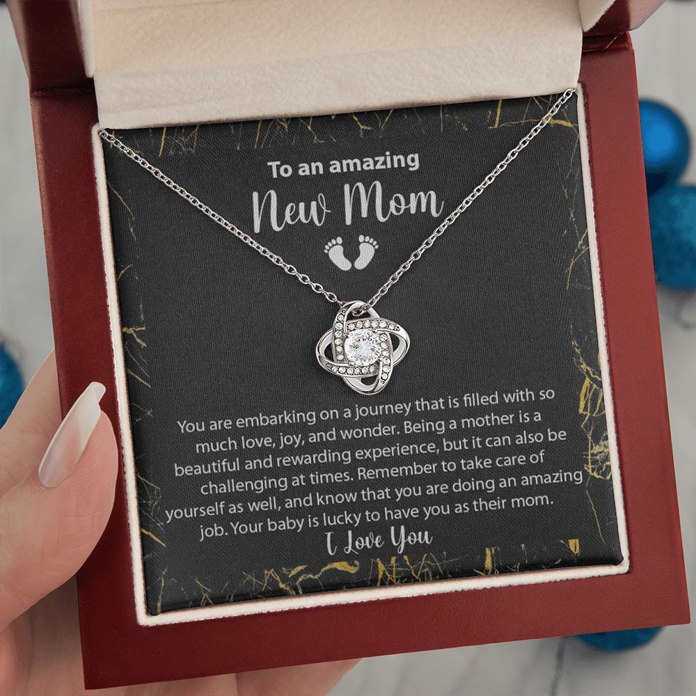 New Mom Gift Jewelry, First Time Mom Gift, Baby Feet Heart Necklace Baby Gift Set, To My Mommy, Gifts for Mom, Baby Shower Gifts, Mommy to be Gifts, Pregnancy Gifts for First Time Moms, Perfect Mother's Day Gift For New Mom LOVE KNOT