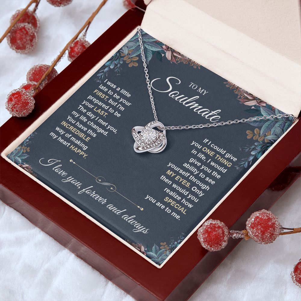 To My Soulmate Necklace for Women, Necklaces Gift For Wife from Husband, Soulmate Jewelry to My Future Wife Necklace, Necklace For Girlfriend with Message Card and Necklace Gift Box Gift Box Styles on Birthday, Christmas, Wedding, Anniversary Love knot Th