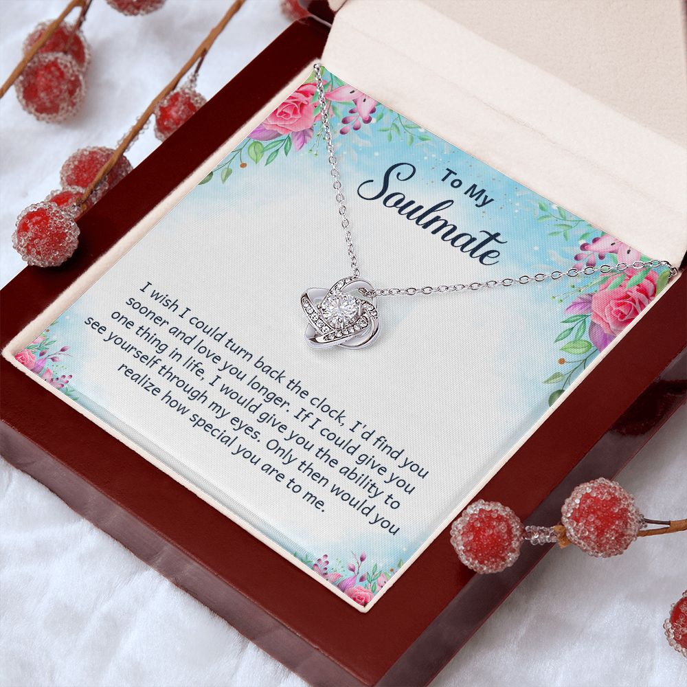Couples Gifts Necklace To My Soulmate Necklace Gifts For My Wife, Love Knot Meaningful Necklace Message Card and Gift Box Styles on Birthday, Christmas, Anniversary Love knot Thang