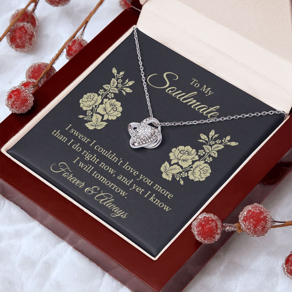 To My Soulmate Necklace for her Jewelry For Her Couples Gifts Necklaces For Soul Mate Christmas Jewelry, Forever & Always, Love Knot Meaningful Necklace Message Card and Gift Box Styles on Birthday, Christmas, Anniversary Love knot Thang