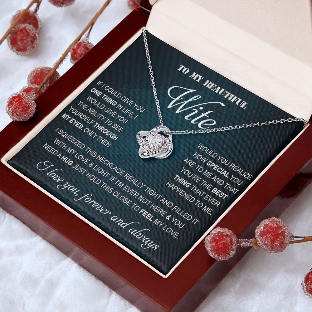 Personalized Valentine Gift For Wife, To My Wife Necklace For Women, Soulmate Necklace, To My Wife Necklace From Husband, Necklace Custom Name Message Card and Gift Box Styles on Birthday, Christmas, Wedding, Anniversary Love knot Thang