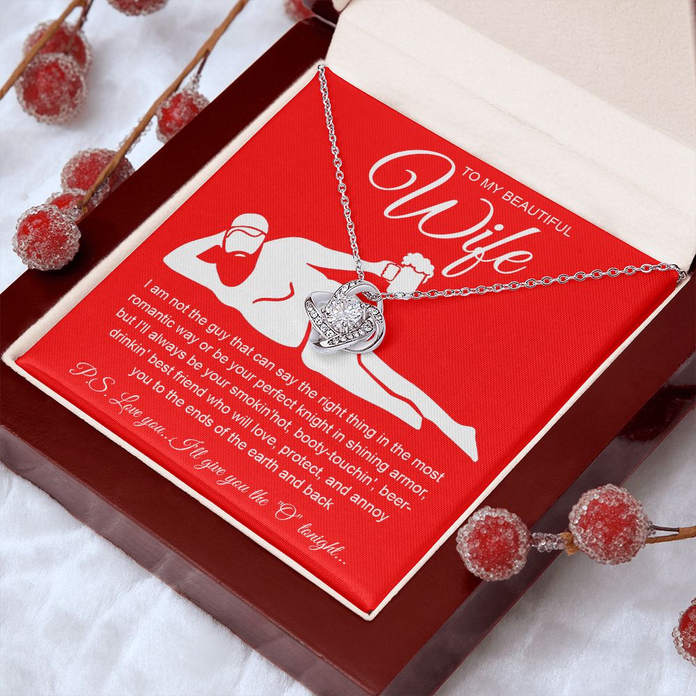 To My Beautiful Wife Necklace For Women, Funny Gifts For Girlfriend,Valentine Presents For Girlfriend, Best Birthday Meaningful Gift Ideas For Wife, Women Romantic Jewelry For Her Anniversary Message Card and Gift Box Styles Love knot Thang