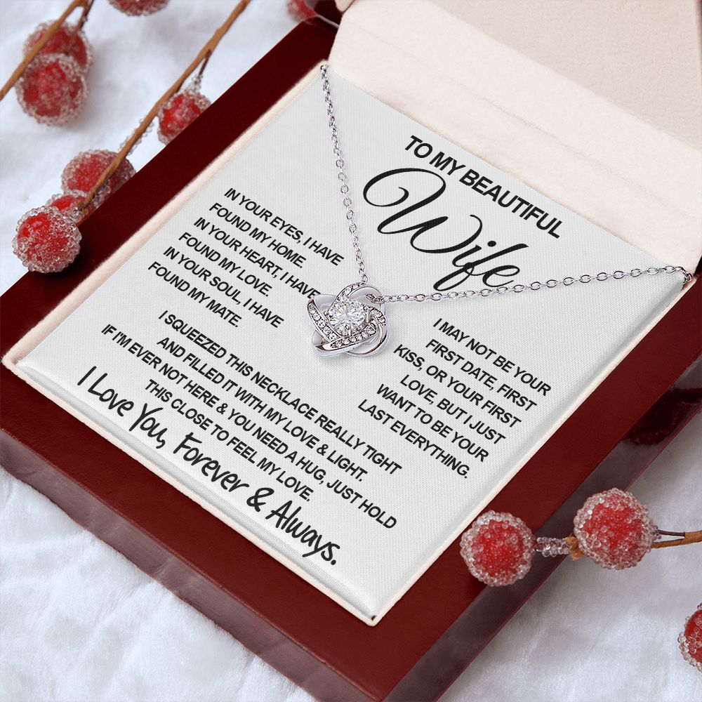 To My Beautiful Wife Necklace, Soulmate Jewelry For Women, Wife Necklace From Husband, Soulmate Birthday Gifts Necklace For Wife, Soulmate Gifts For Her, To My Future Wife Necklace Soulmate Love knot Thang
