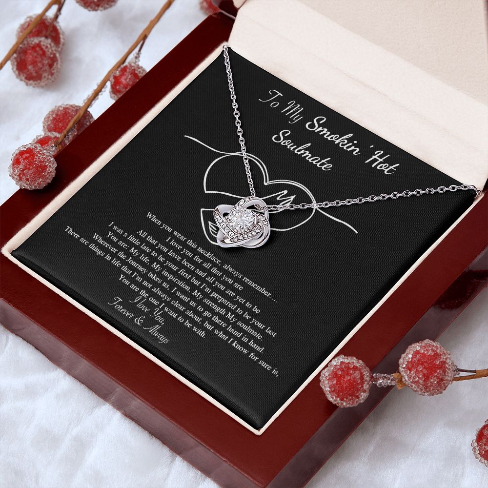 Couples Gifts Necklace To My Hot Soulmate Necklace, Necklace Gifts For Wife From Husband Jewelry Romantic Gifts For My Wife Necklace Custom Name Message Card and Gift Box Styles on Birthday, Christmas, Wedding, Anniversary, Valentine Love knot Thang
