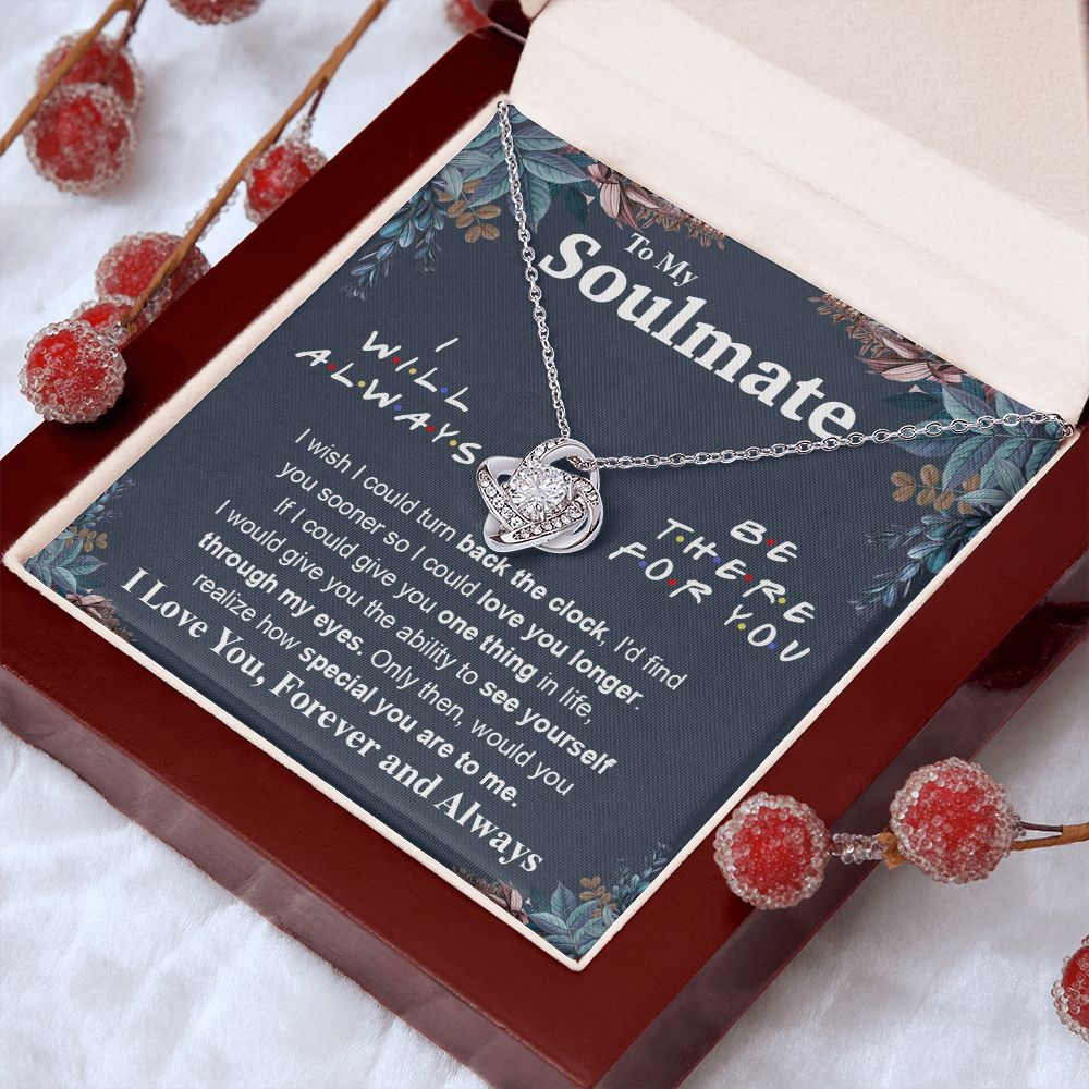 To My Soulmate Necklace To My Future Wife Necklace Gifts, Promise Necklace For Her, Fiance Gifts For Her, Anniversary Necklace Gifts For Soulmate From Husband With Message Card Box LED, Soulmate Necklace For Women, To My Wife Necklace Love knot Thang