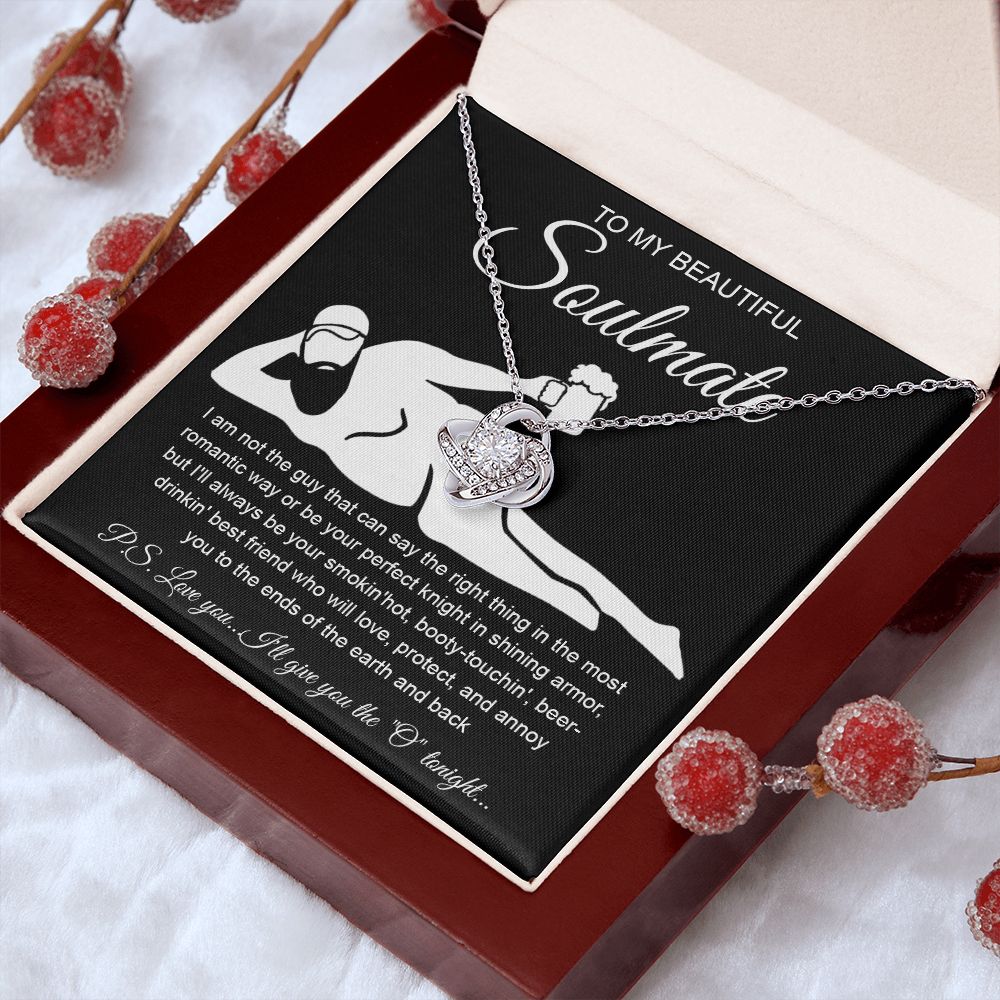 To My Beautiful Soulmate Necklace For Women, Funny Gifts For Girlfriend,Valentine Christmas Presents For Girlfriend, Best Birthday Meaningful Gift Ideas For Wife, Women Romantic Jewelry For Her Anniversary Message Card and Gift Box Styles Love knot Thang