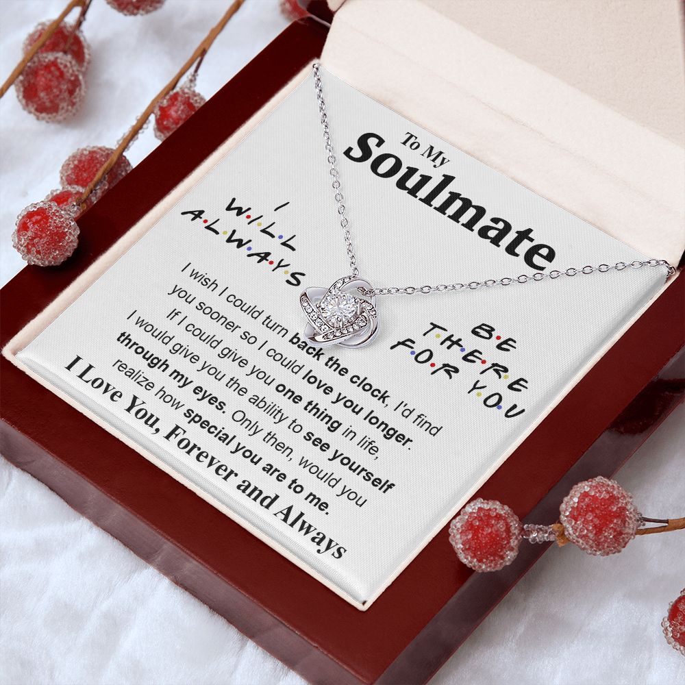 To My Soulmate Necklace To My Future Wife Gifts, Promise Necklace For Her, Fiance Gifts For Her, Valentine Gifts For Soulmate From Husband With Message Card Box LED, Soulmate Necklace For Women, To My Wife Necklace Love knot Thang