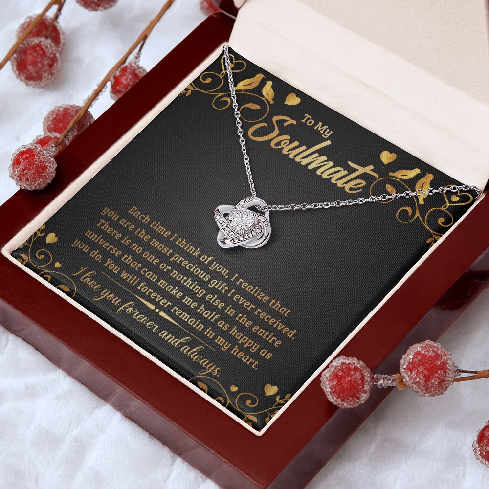 Couples Gifts, My Soulmate Necklace Gifts From Husband, Wedding Anniversary Jewelry For Wife From Husband, Wife Birthday From Husband, To My Soulmate Message Card and Gift Box styles On Birthday, Christmas, Anniversary  Love knot Thang