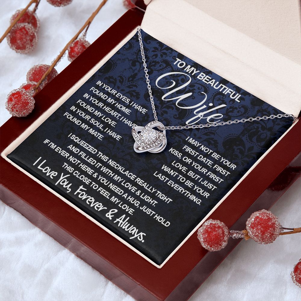 To My Beautiful Wife Necklace, Soulmate Jewelry For Women, Wife Necklace From Husband, Soulmate Anniversary Gifts Necklace For Wife, Soulmate Gifts For Her, To My Future Wife Necklace Soulmate Love knot Thang