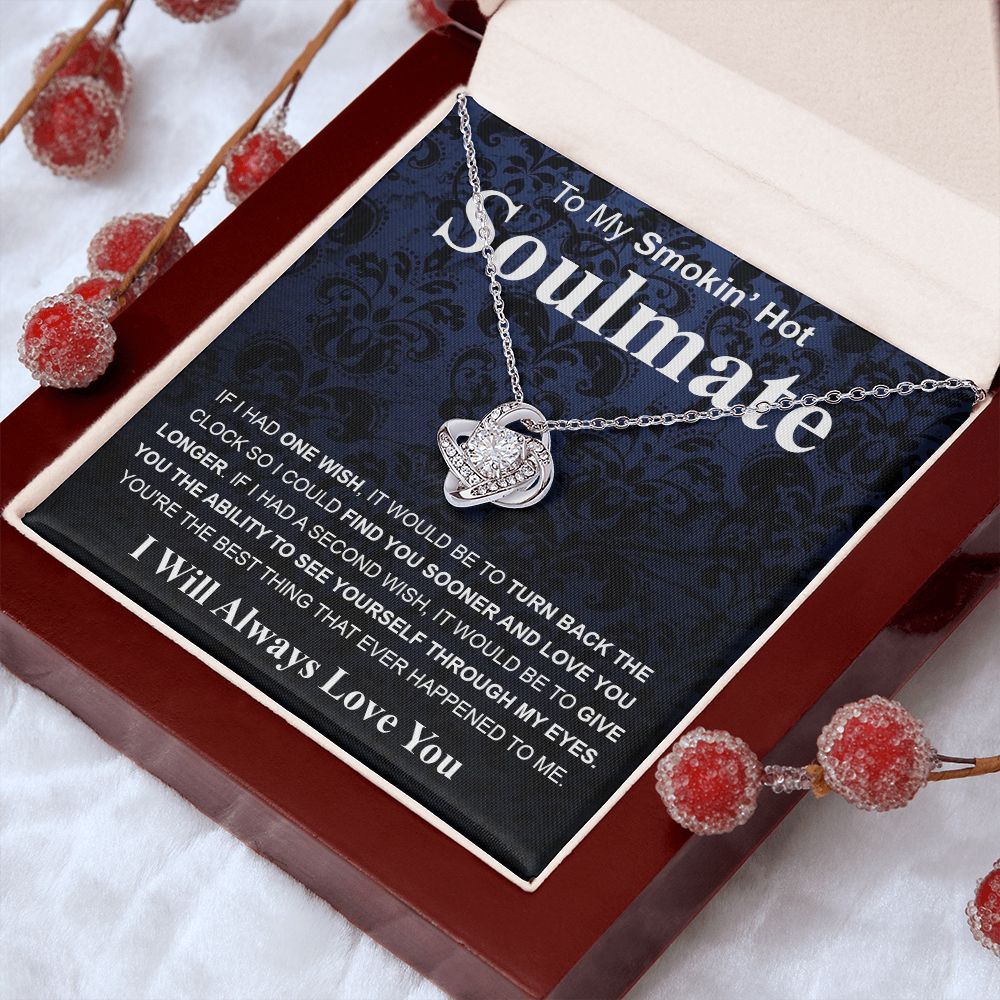 Gifts For Soulmate Birthday Gifts From Husband Necklace Valentines Day, Necklace for Future Soulmate, Wedding Valentine Jewelry for Wife Necklace Gifts from Husband - Soulmate Gift Necklace with Message Card and Gift Box Love knot Thang