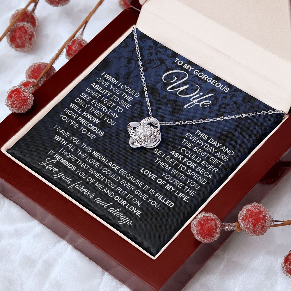 to My Wife Necklace from Husband, Necklaces for Wife from Husband, to My Soulmate Necklace for Women, Soulmate Jewelry for Wife Wedding Jewelry Gifts for Wife Birthday Gifts from Husband Love knot Thang