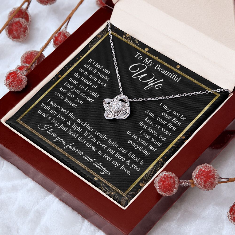 Wife Necklace Gift for Her, Soulmate Jewelry, Necklace for Future Wife, Valentine Jewelry for Wife Necklace Gifts from Husband - Soulmate Gift Necklace with Message Card and Gifts Box Love knot Thang