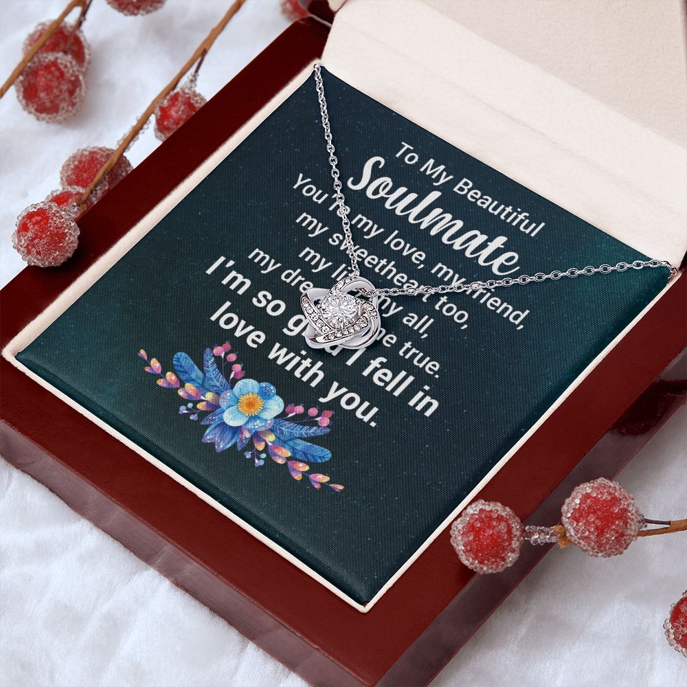 Couples Gifts, Beautiful Soulmate Necklace Gifts From Husband, Wedding Anniversary Jewelry For Wife From Husband, Wife Birthday From Husband, To My Unbiological Sister Message Card and Gift Box styles On Birthday, Christmas, Anniversary  Love knot Thang