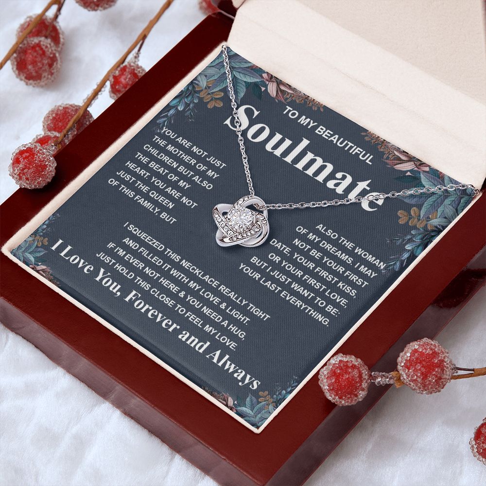 Gifts For Soulmate Birthday Gifts From Husband Necklace Valentines Days, Necklace for Future Soulmate, Birthday Wedding Jewelry for Wife Necklace Gifts from Husband - Soulmate Gift Necklace with Message Card and Gift Box Love knot Thang