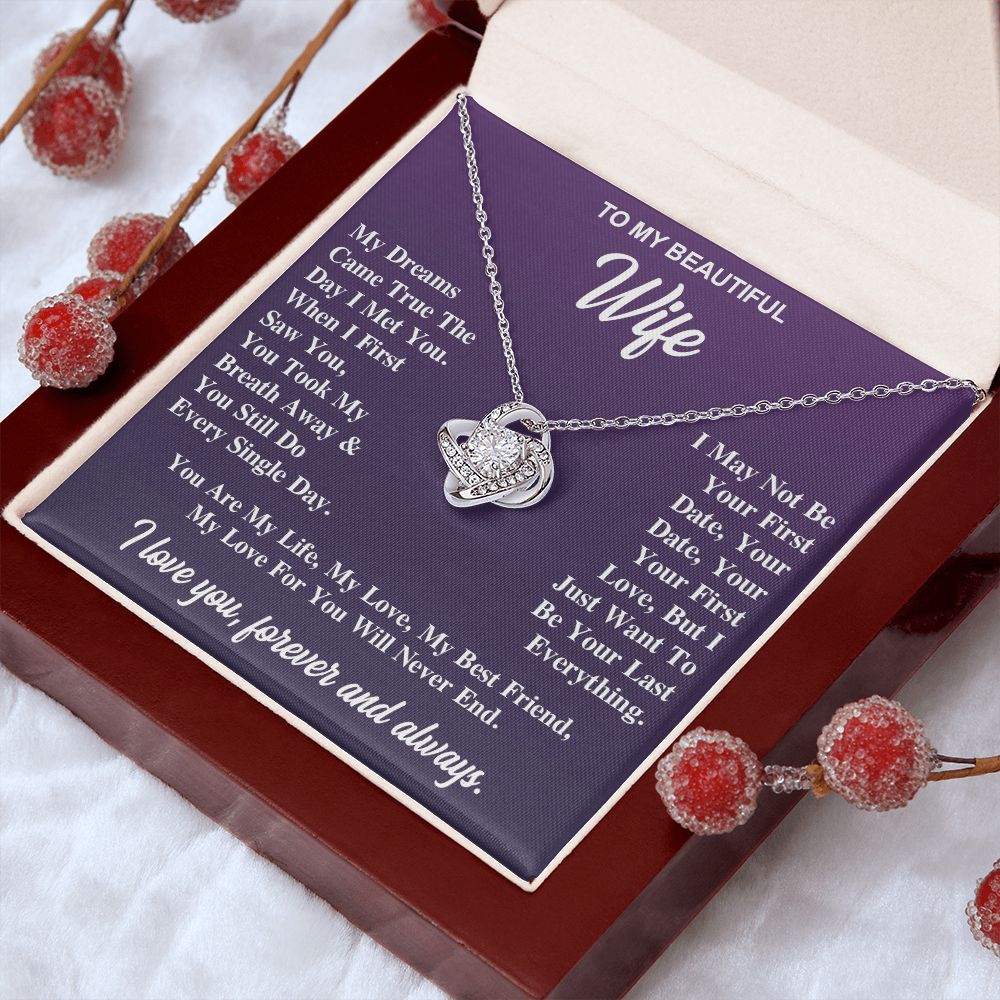 To My Wife Necklace Gift for Her, Soulmate Jewelry, Necklaces for Wife from Husband, Valentine To My Wife Necklace, Soulmate Gifts, Necklace Message Card and Gift Box Styles on Birthday, Wedding, Anniversary, Valentine Love knot Thang