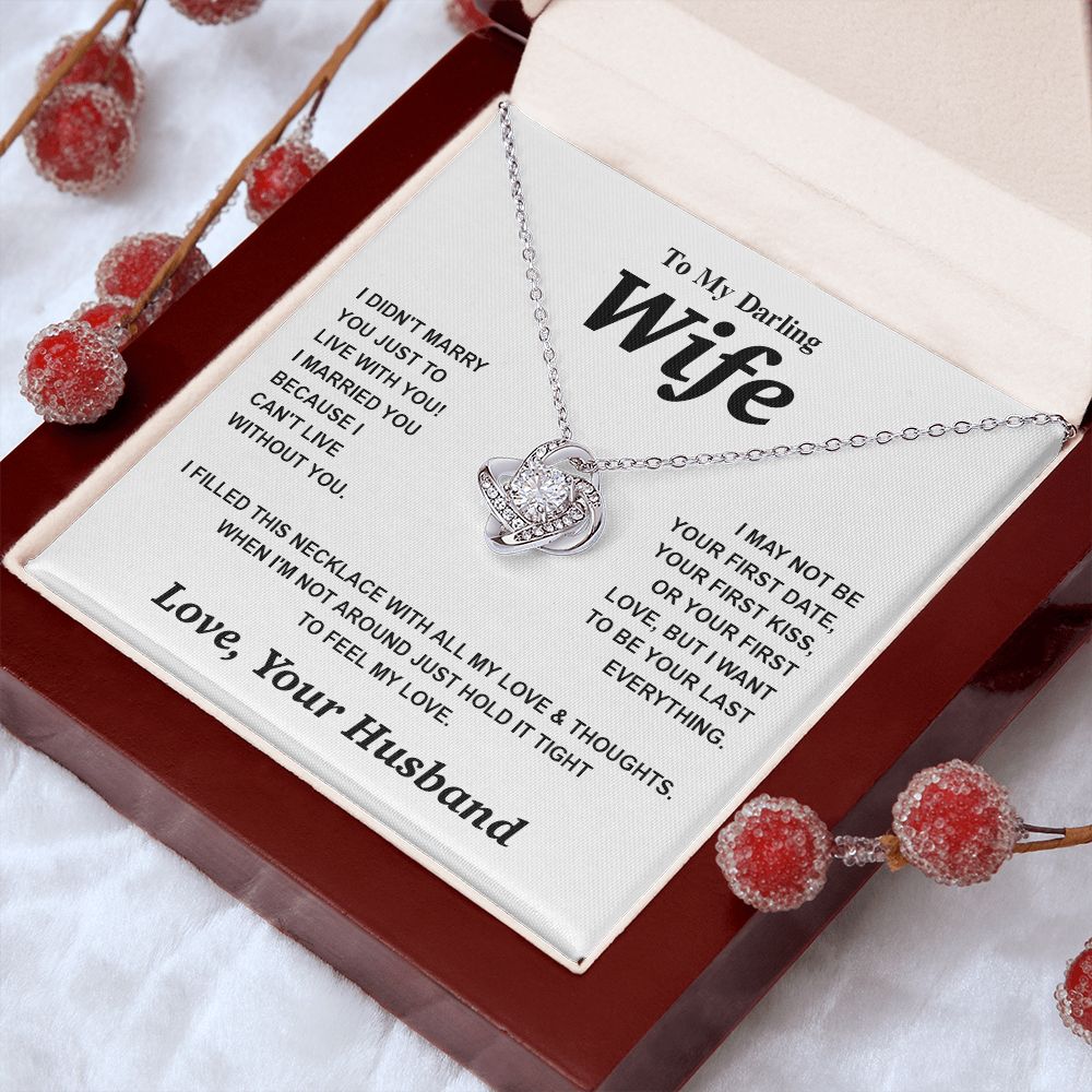 Valentine Gifts for Wife Necklace from Husband- Gifts for Wife from Husband, Birthday Gifts for Her Gifts Soulmate Message Card and Necklace Gift Box Gift Box Styles on Birthday, Wedding, Anniversary, Valentine Love knot Thang