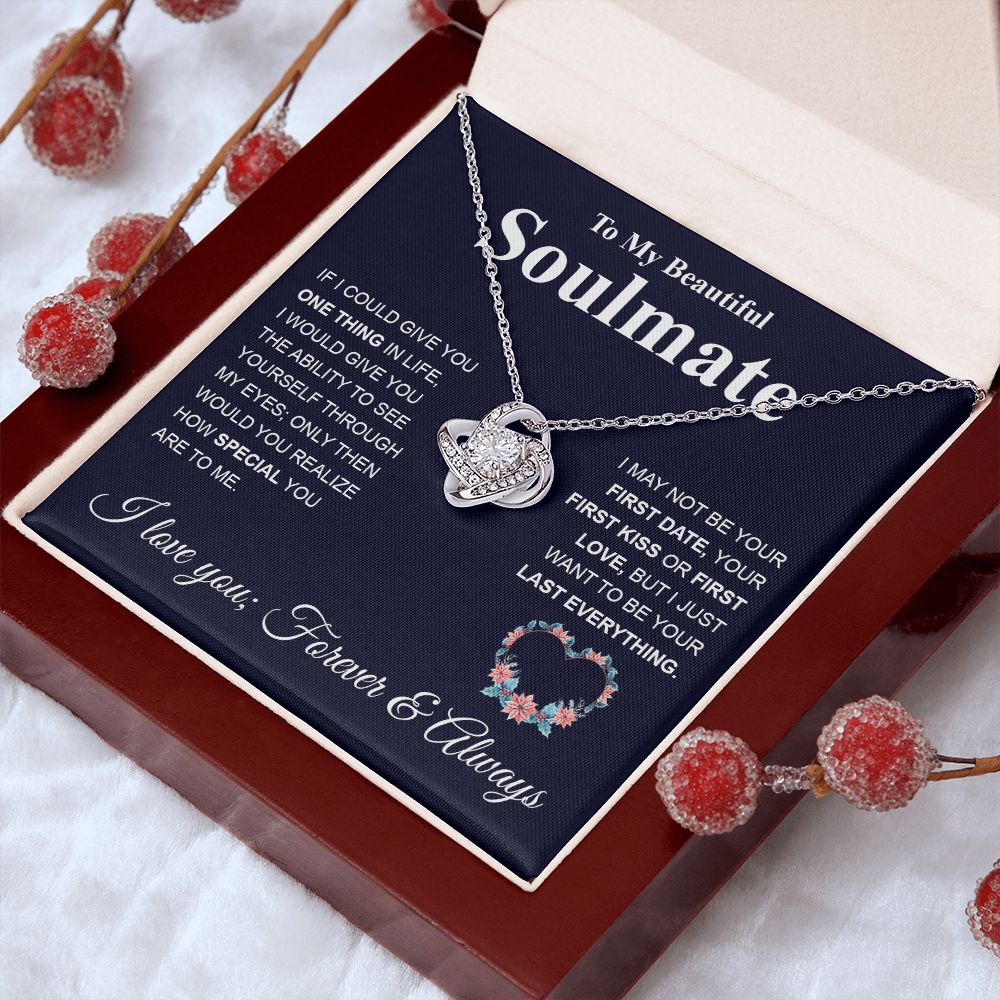 To My Future Wife Necklace My Last Everything, Promise Necklace For Her, Fiance Gifts For Her, Birthday Gifts For Future Wife With Message Card Box LED, Soulmate Necklace For Women, To My Wife Necklace Love knot Thang