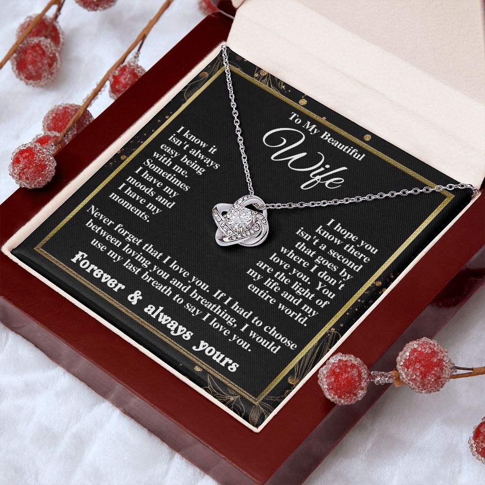 Gifts for Wife Necklace from Husband, Gifts for Wife from Husband, Birthday Gifts for Her Gifts Soulmate Message Card and Necklace Gift Box Gift Box Styles on Birthday, Wedding, Anniversary, Valentine Love knot Thang