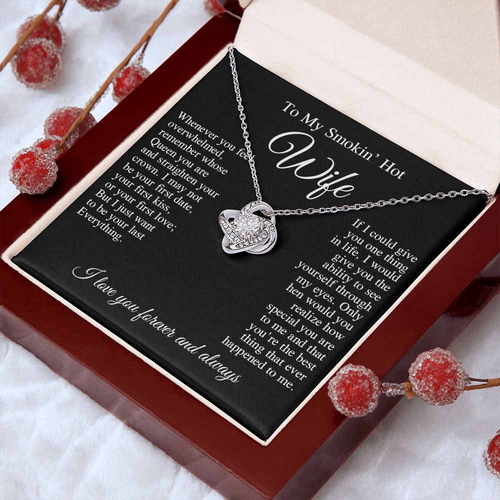 To My Beautiful Soulmate Necklace, Valentine Anniversary Jewelry for Women, Anniversary Gifts For Wife From Husband To My Wife Necklace Message Card and Necklace Gift Box Gift Box Styles on Birthday, Wedding, Anniversary, Valentine Love knot Thang
