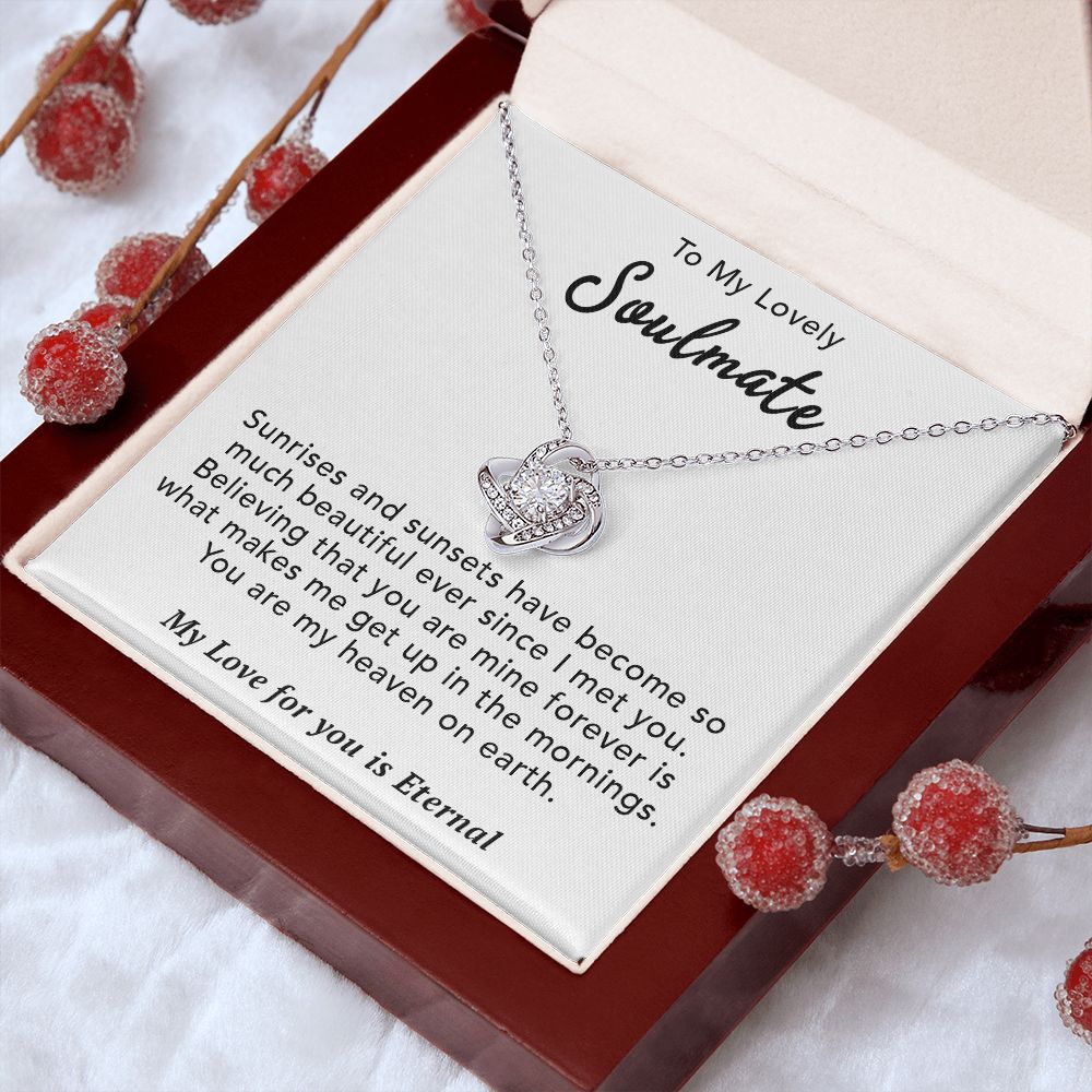 To My Lovely Soulmate Necklace Gift From Husband To My Badass Wife Pendant Anniversary Jewelry with Message Card and Gift Box. Gift for Wife. Necklace Gift Set for Wife Necklace Gifts Box Gift Box Styles Love knot Thang