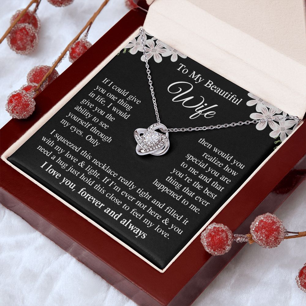 Wife Necklace Gift for Her, Soulmate Jewelry, Necklace for Future Wife, Wedding Valentine Jewelry for Wife Necklace Gifts from Husband - Soulmate Gift Necklace with Message Card and Gift Box Love knot Thang