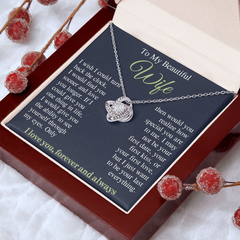 To My Beautiful Soulmate Necklace Gift, Wife Gifts From Husband, Anniversary Gifts For Wife From Husband To My Soulmate Necklace Message Card and Necklace Gift Box Gift Box Styles on Birthday, Wedding, Anniversary, Valentine Love knot Thang