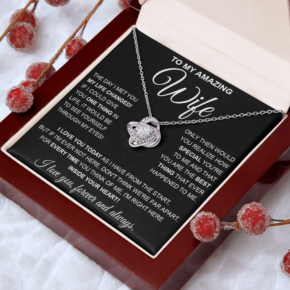 to My Wife Necklace, Soulmate Jewelry for Women, Wife Gifts from Husband , Necklace for Wife Soulmate Gifts Future Wife Necklace Message Card and Gift Box Styles on Birthday, Wedding, Anniversary, Valentine Love knot Thang