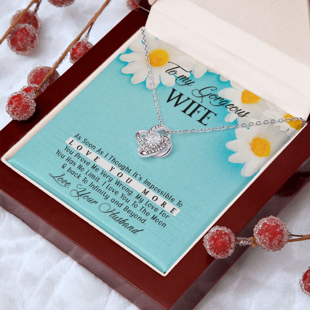 To My Gorgeous Wife Every Passing Second Gift Wife From Husband, Jewelry For Women, Jewelry For Wife, Love Knot Meaningful Necklace Message Card and Gift Box Styles on Birthday, Christmas, Anniversary Love knot Thang