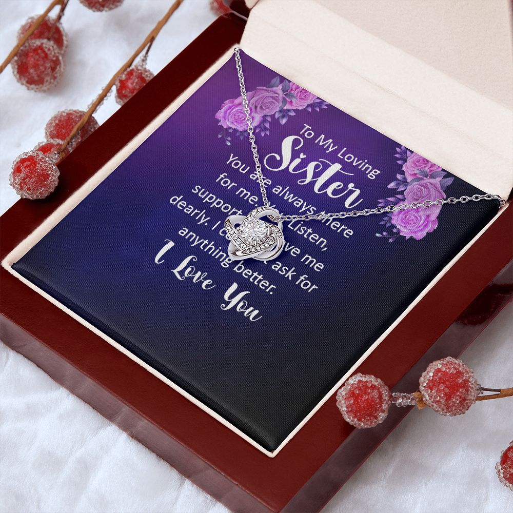 Couples Gifts, Loving Sister Necklace Gifts From Husband, Wedding Anniversary Jewelry For Wife From Husband, Wife Birthday From Husband, To My Unbiological Sister Message Card and Gift Box styles On Birthday, Christmas, Anniversary  Love knot Thang