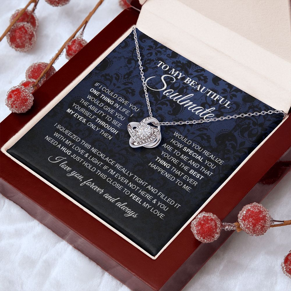 To My Beautiful Soulmate Necklace, Love Necklace for Girlfriend, Soulmate Jewelry, Soulmate Necklace, Future Wife Gift, Necklace for Wife from Husband Necklace Message Card and Gift Box Styles on Birthday, Christmas, Wedding, Anniversary Love knot Thang