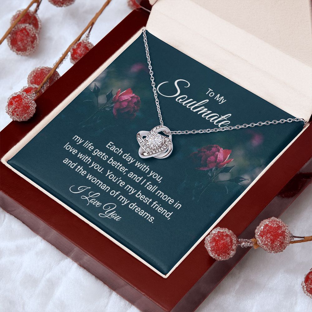 To My Soulmate Necklace for her Jewelry For Her Couples Gifts Necklaces For Soul Mate Christmas Jewelry, Dear Wife, Forever & Always, Love Knot Meaningful Necklace Message Card and Gift Box Styles on Birthday, Christmas, Anniversary Love knot Thang