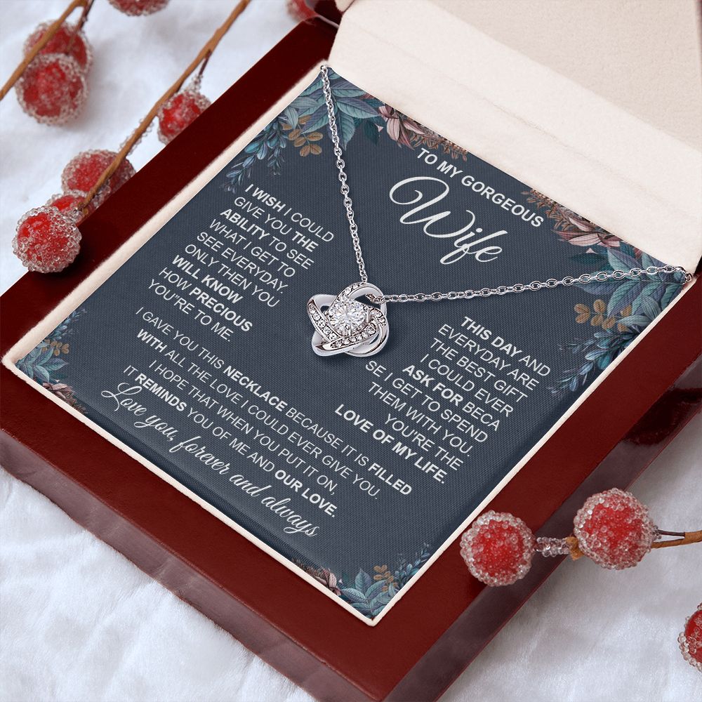 to My Wife Necklace from Husband, Necklaces for Wife from Husband, to My Soulmate Necklace for Women, Soulmate Jewelry for Wife Anniversary Jewelry Gifts for Wife Valentine Gifts from Husband Love knot Thang