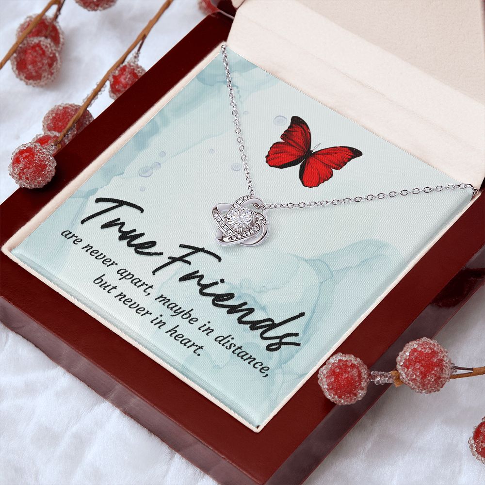 To My True Girlfriend Necklace, Brother to Sister, Birthday For Sister from Brother, Love Knot Meaningful Necklace Message Card and Gift Box Styles on Birthday, Christmas, Anniversary Love knot Thang