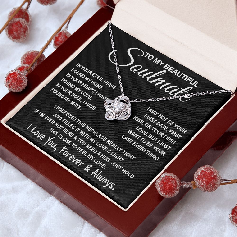 To My Beautiful Soulmate Necklace, Soulmate Jewelry For Women, Wife Necklace From Husband, Wife Valentine Gifts Necklace For Wife, Soulmate Gifts For Her, To My Future Wife Necklace Soulmate Love knot Thang