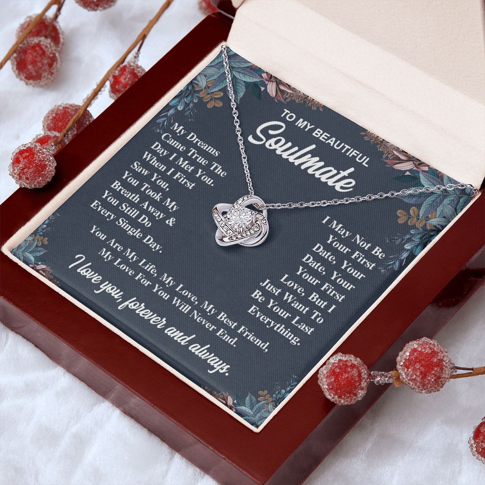 To My Soulmate Necklace Gift for Her, Soulmate Jewelry, Necklaces for Wife from Husband, Birthday To My Wife Necklace, Soulmate Gifts, Necklace Message Card and Gift Box Styles on Birthday, Wedding, Anniversary, Valentine Love knot Thang