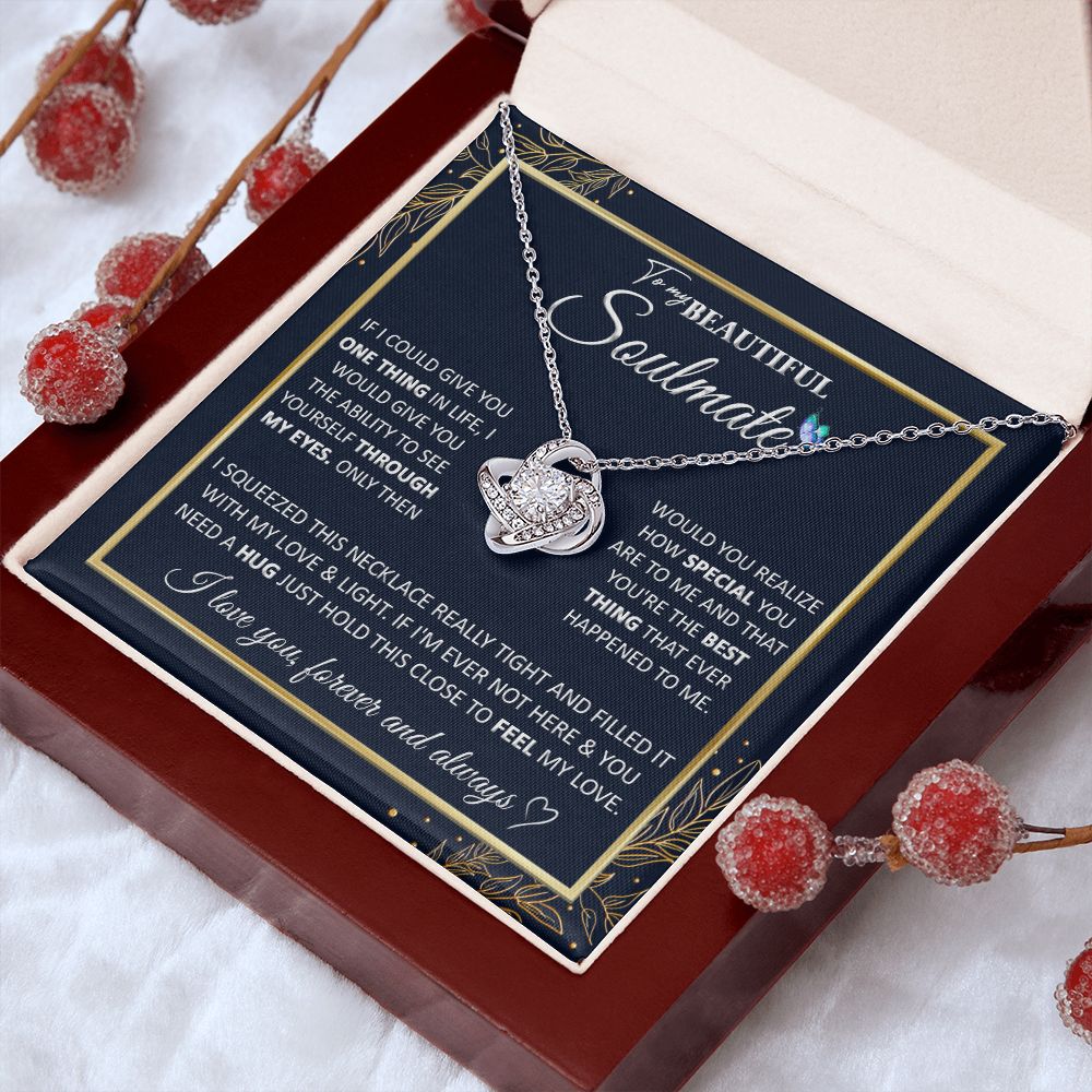 Couples Gifts, To My Dear Wife Necklace Gifts From Husband, Wedding For Wife From Husband, Wife Birthday From Husband, To My Beautiful Wife, Necklace Custom Name Message Card and Gift Box Styles on Birthday, Christmas, Wedding, Anniversary Love knot Thang
