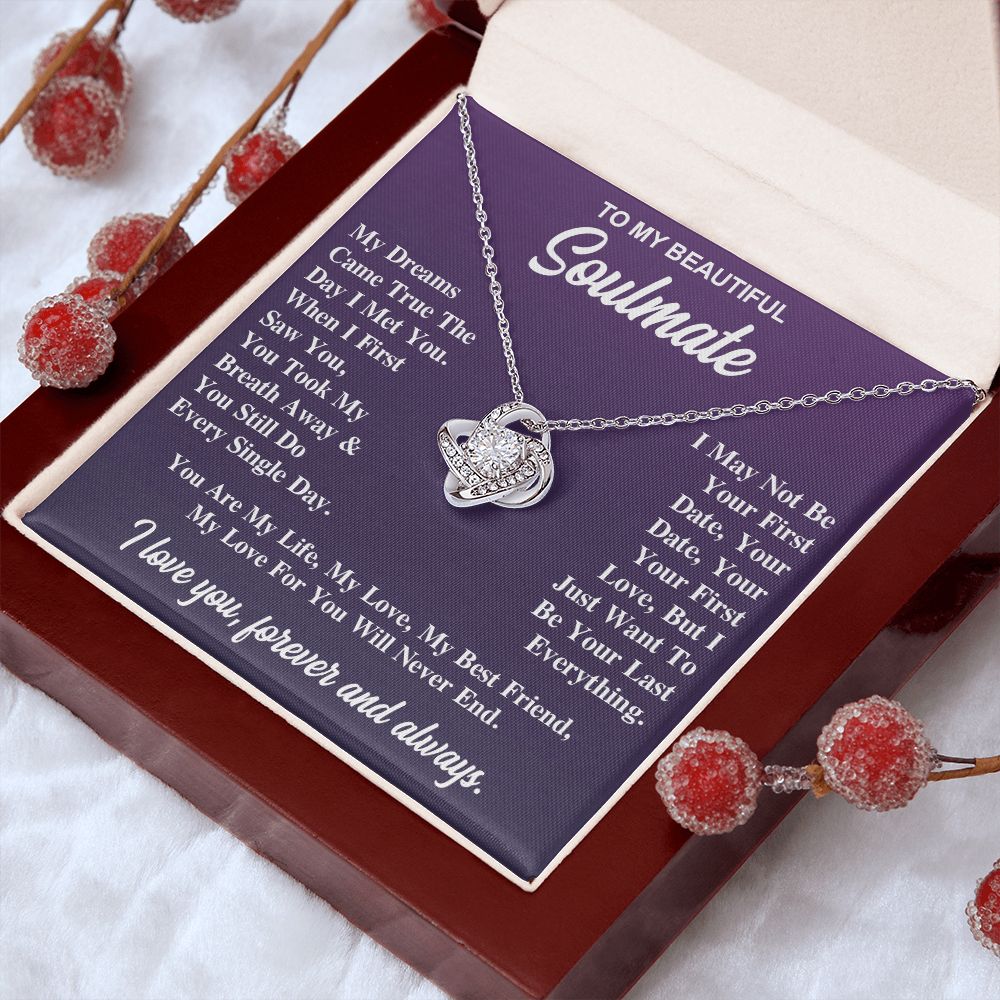 To My Soulmate Necklace Gift for Her, Soulmate Jewelry, Necklaces for Wife from Husband, Valentine To My Wife Necklace, Soulmate Gifts, Necklace Message Card and Gift Box Styles on Birthday, Wedding, Anniversary, Valentine Love knot Thang