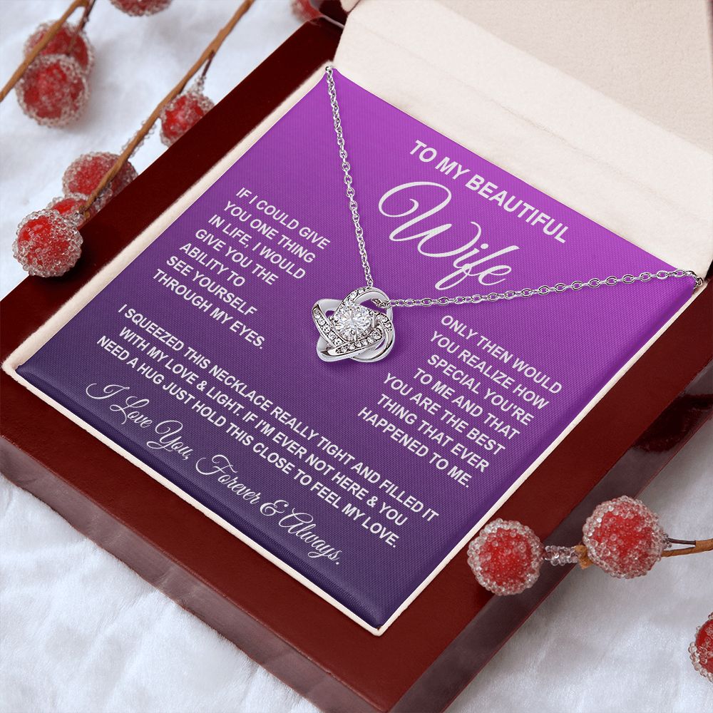 Soulmate Necklace Gifts From Husband, For Wife From Husband, Soulmate Gifts From Husband, Necklaces For Wife From Husband To My Wife Necklace Message Card and Necklace Gift Box Gift Box Styles on Birthday, Wedding, Anniversary, Valentine Love knot Thang