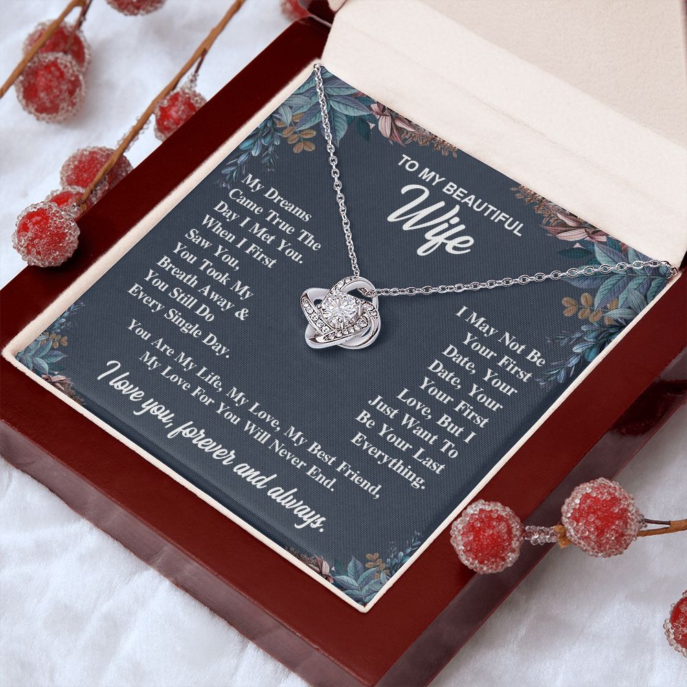 To My Wife Necklace Gift for Her, Soulmate Jewelry, Necklaces for Wife from Husband, Birthday To My Wife Necklace, Soulmate Gifts, Necklace Message Card and Gift Box Styles on Birthday, Wedding, Anniversary, Valentine Love knot Thang