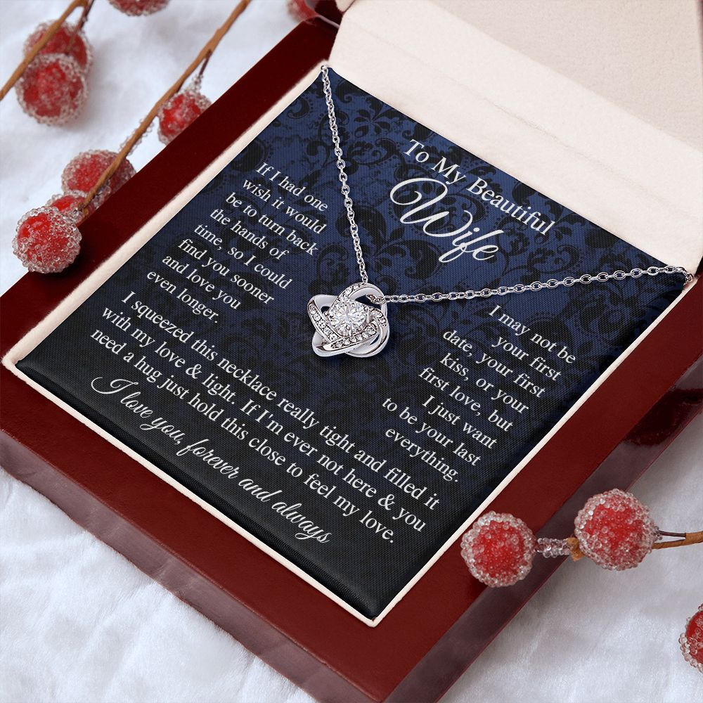 Wife Necklace Gift for Her, Soulmate Jewelry, Necklace for Future Soulmate, Valentine Anniversary Jewelry for Wife Necklace Gift from Husband - Soulmate Gift Necklace with Message Card and Gift Box Love knot Thang
