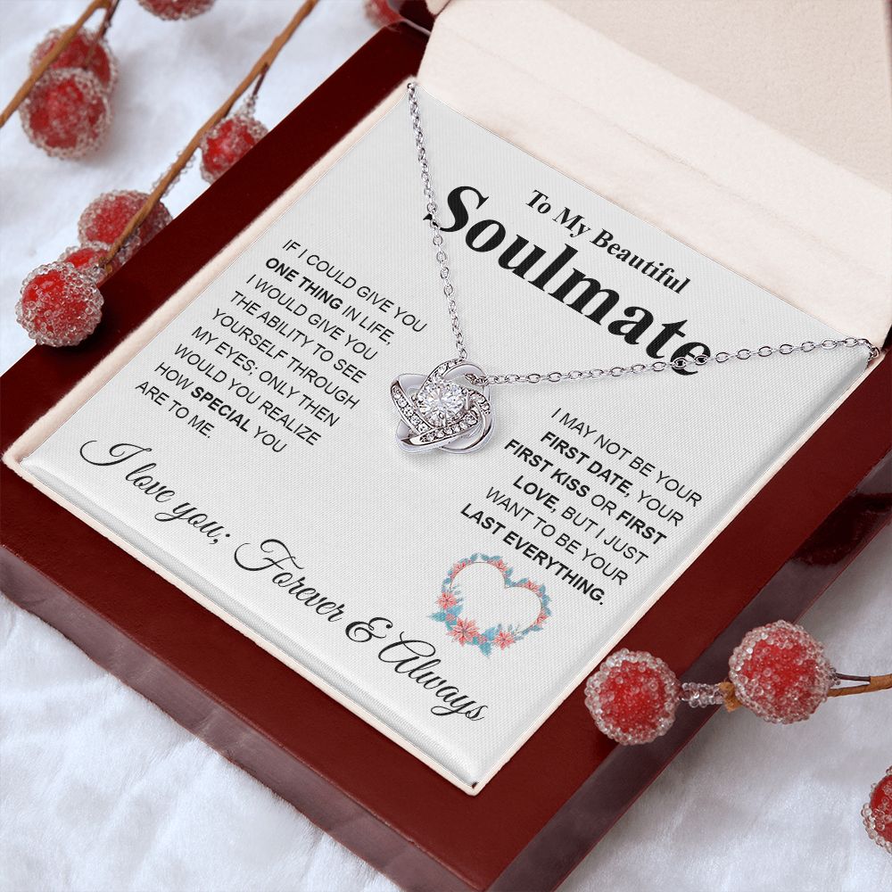 To My Future Wife Necklace My Last Everything, Promise Necklace For Her, Fiance Gifts For Her, Valentine Gifts For Future Wife With Message Card Box LED, Soulmate Necklace For Women, To My Wife Necklace copy Love knot Thang