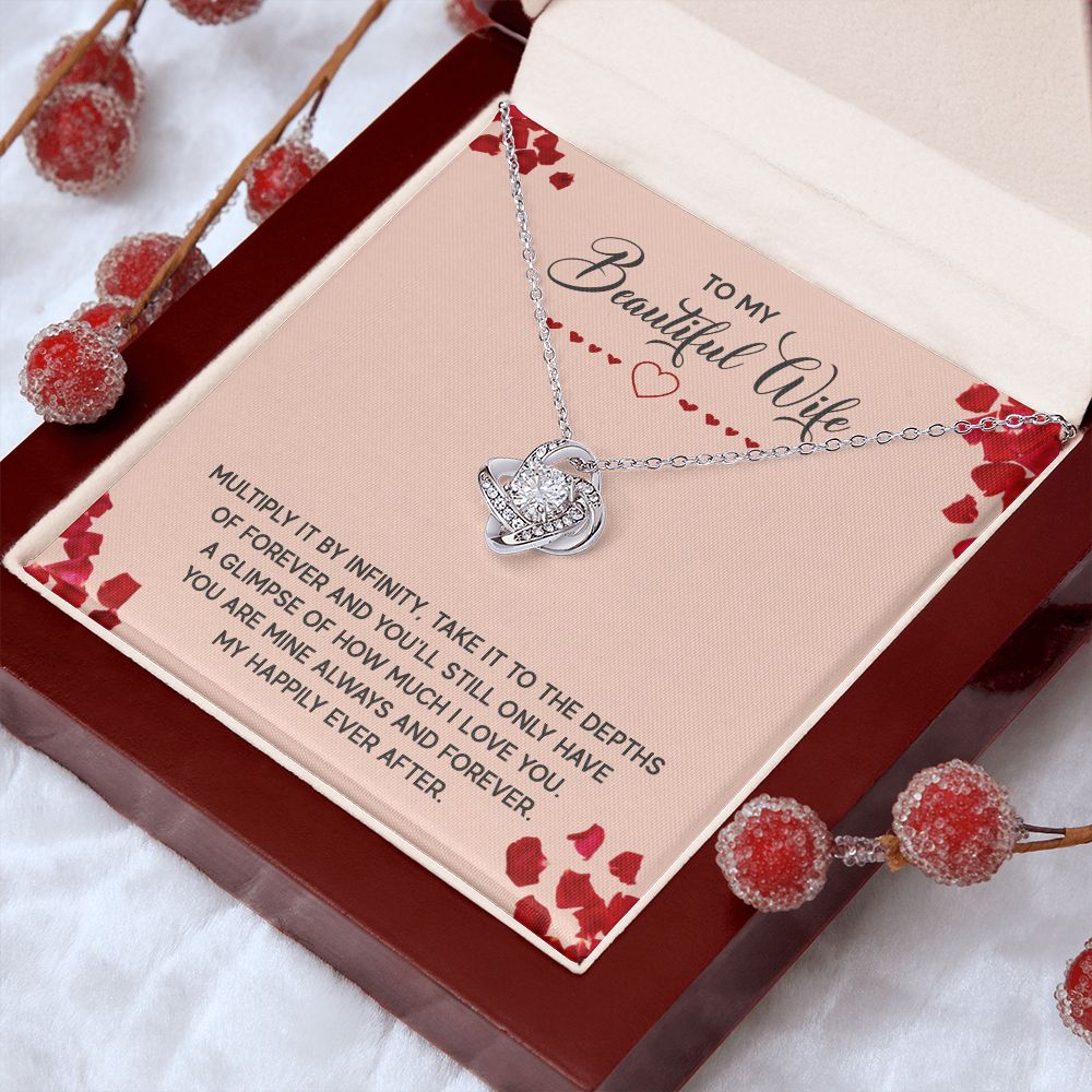 Couples Gifts, To My Beautiful Wife Necklace Gifts From Husband, Wedding Anniversary Jewelry For Wife From Husband, Wife Birthday From Husband, To My Soulmate Message Card and Gift Box styles On Birthday, Christmas, Anniversary  Love knot Thang